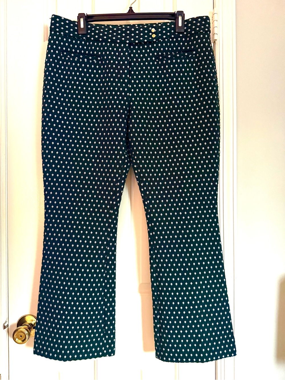 ANTHROPOLOGIE* Cartonnier Teal Polka Dot Cropped Pants